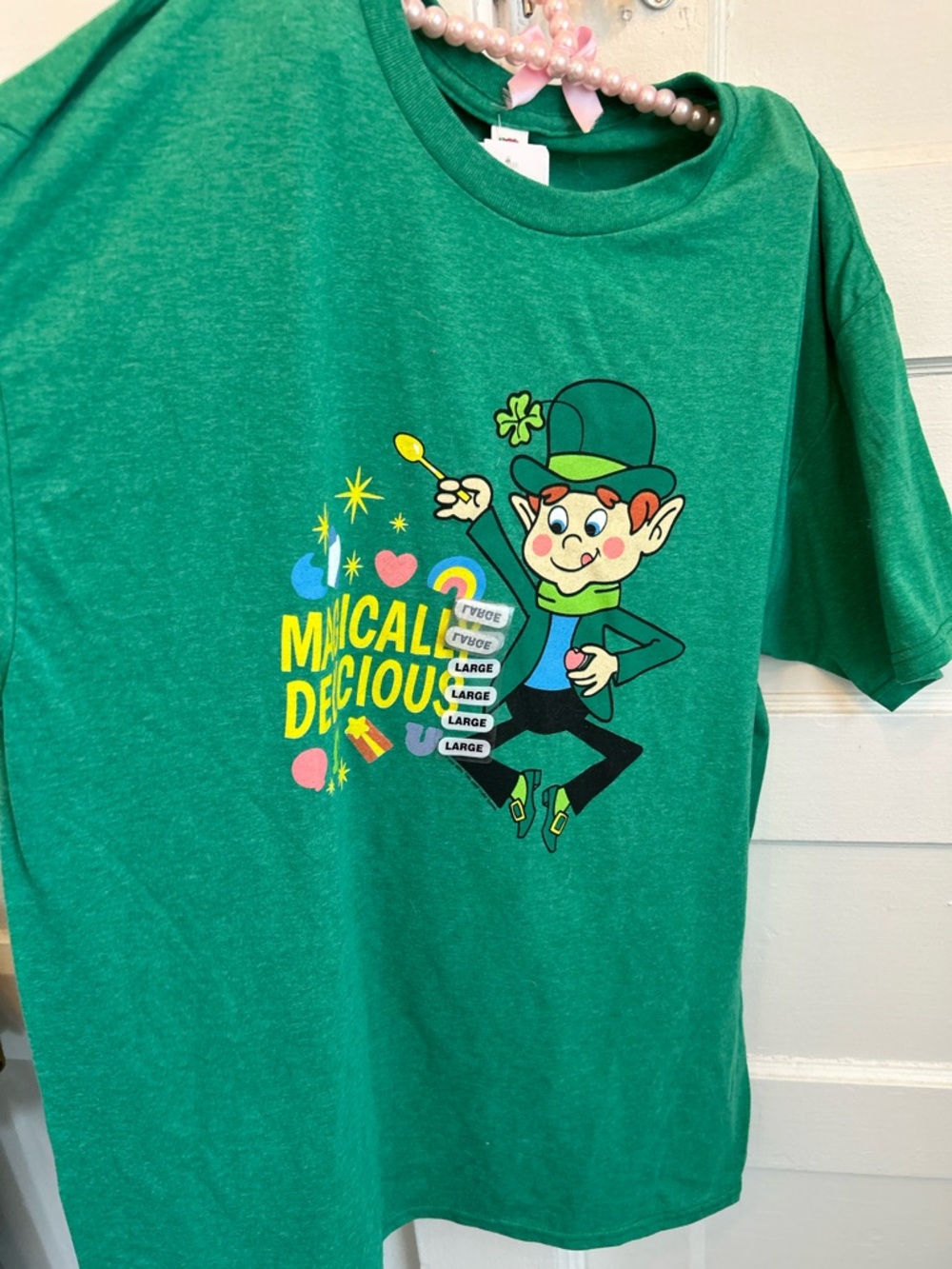Fruit of the Loom Green St. Patrick's Day Leprechaun Graphic Tee PTP 22-23 large